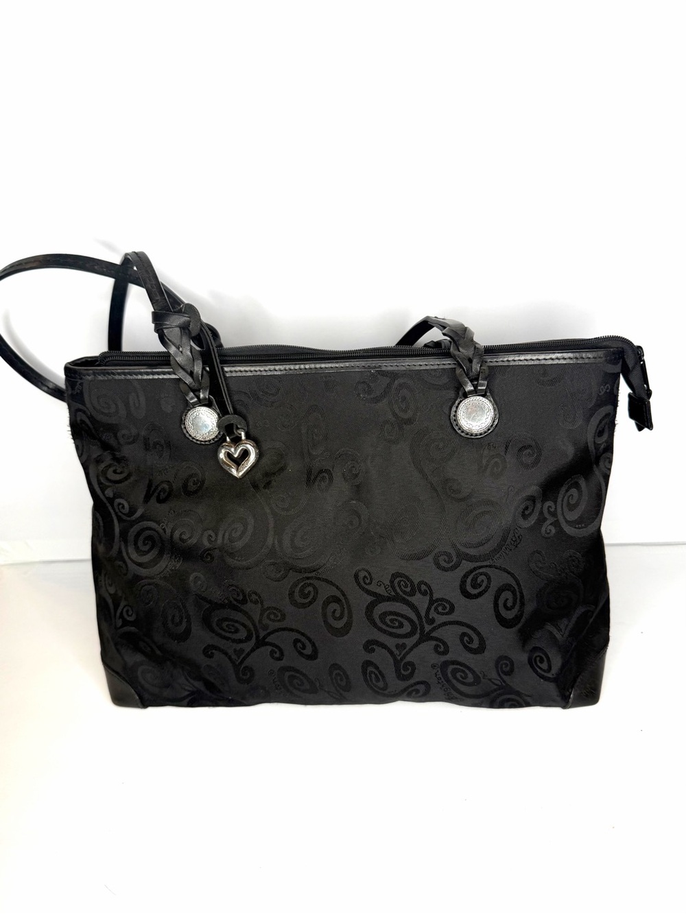Brighton Cloth and Leather Tote Bag with Heart Charm